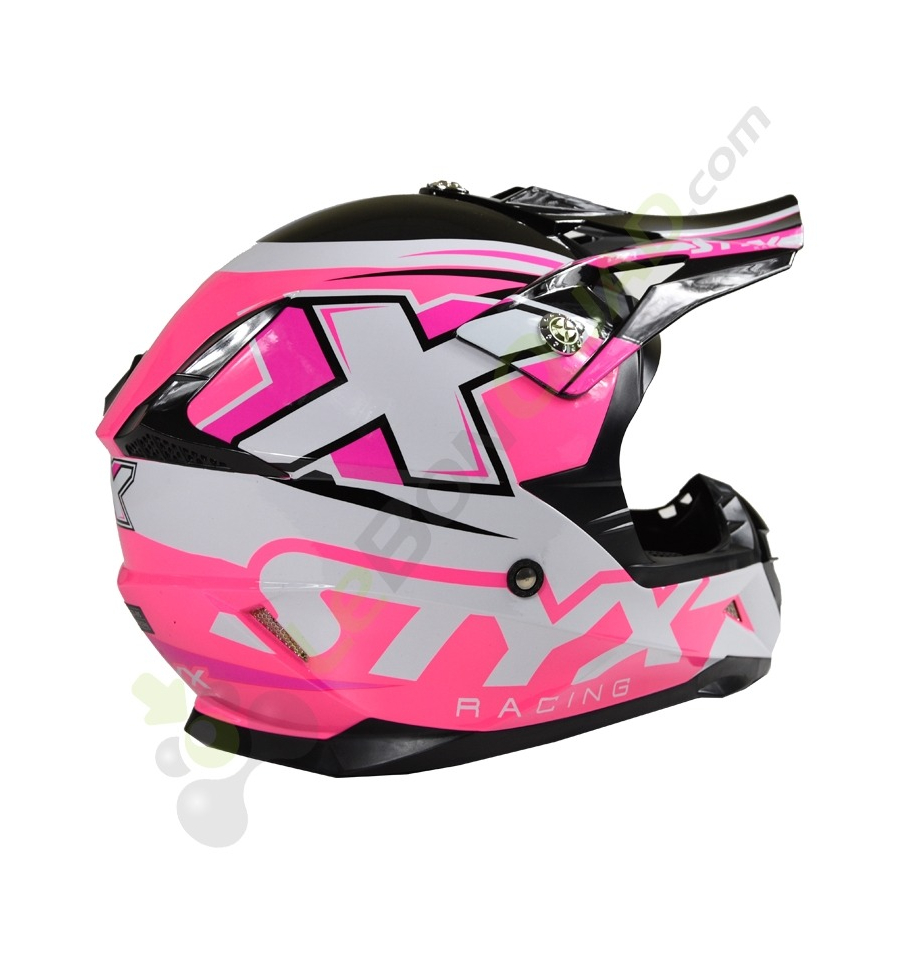 Taille M - Mode rose chat enfants plein visage moto rcycle casque MOTO  électrique vélo sécurité casque 6-12 enfants moto cross casques