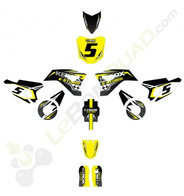 Kit décoration de moto electrique pour enfant KEROX E-STORM jaune
