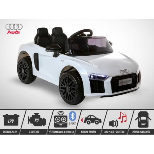 Voiture électrique enfant 12V - 40W - KINGTOYS Audi R8 SPYDER - Blanc