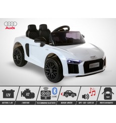 Voiture électrique enfant 12V - 40W - KINGTOYS Audi R8 SPYDER - Blanc