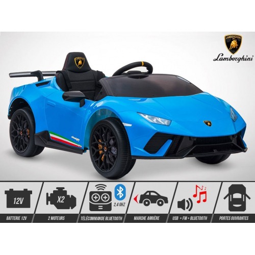 Voiture électrique enfant 60W - KINGTOYS Lamborghini Huracan - Bleu