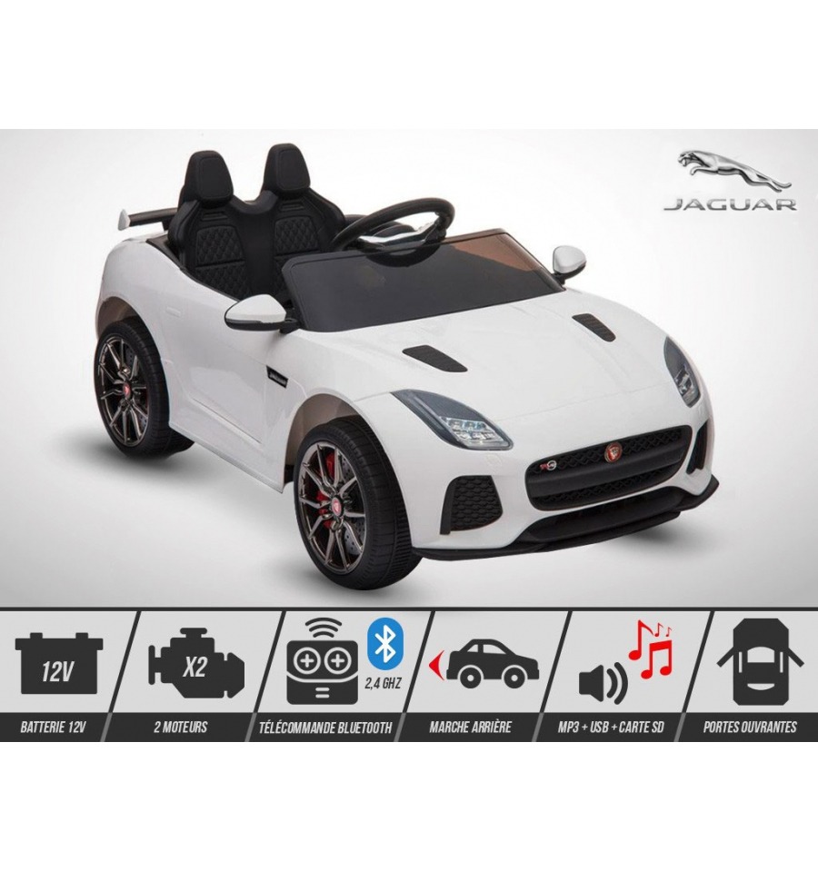 Voiture enfant électrique JAGUAR F-TYPE SVR 50W blanche, KINGTOYS