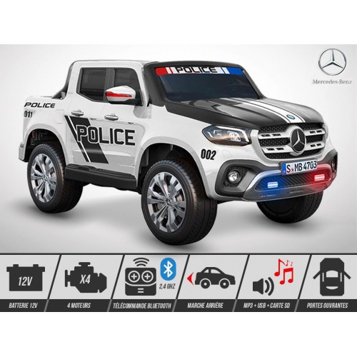 Voiture électrique Police PICKUP MERCEDES X-CLASS 140W pour enfant