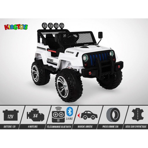 4X4 électrique enfant 12v - KINGTOYS Jeep - Blanc