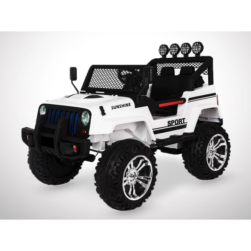 Voiture électrique 180W enfant KINGTOYS 4X4 Jeep - Blanc