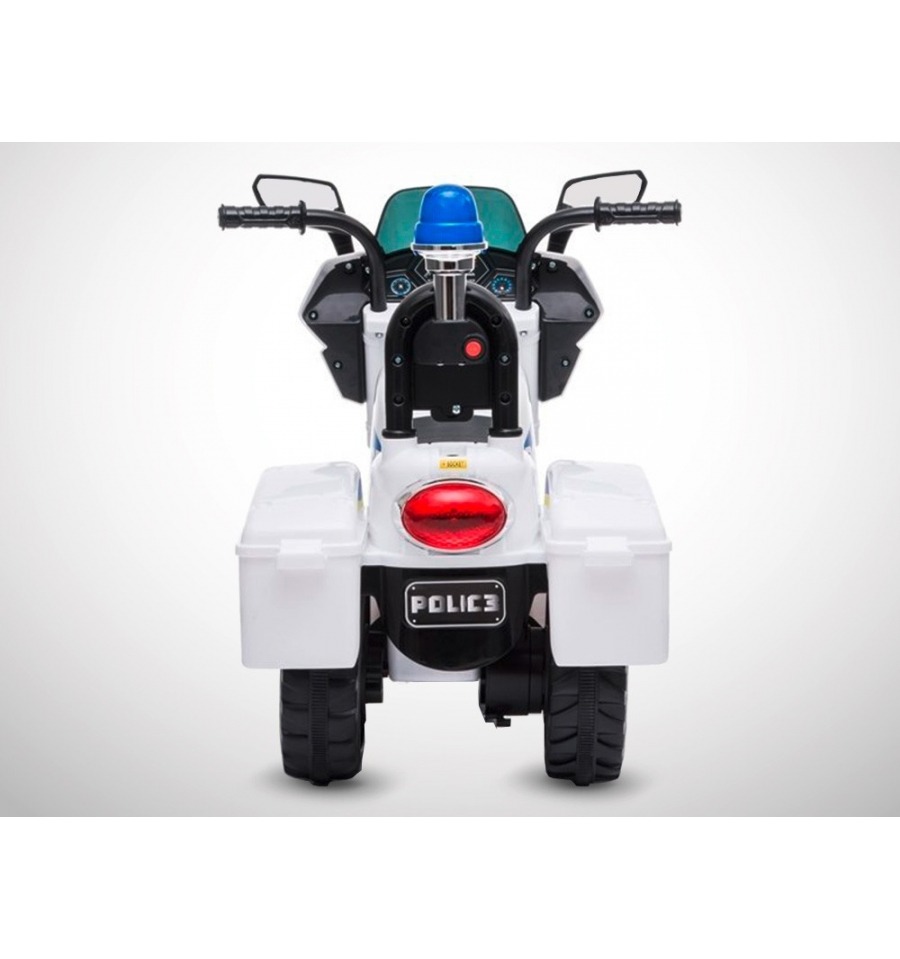 Moto Électrique Enfant Police 22W / 6V Blanc KINGTOYS