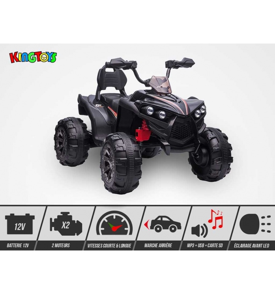 Quad électrique noir 12V pour enfants de moins de 3 ans