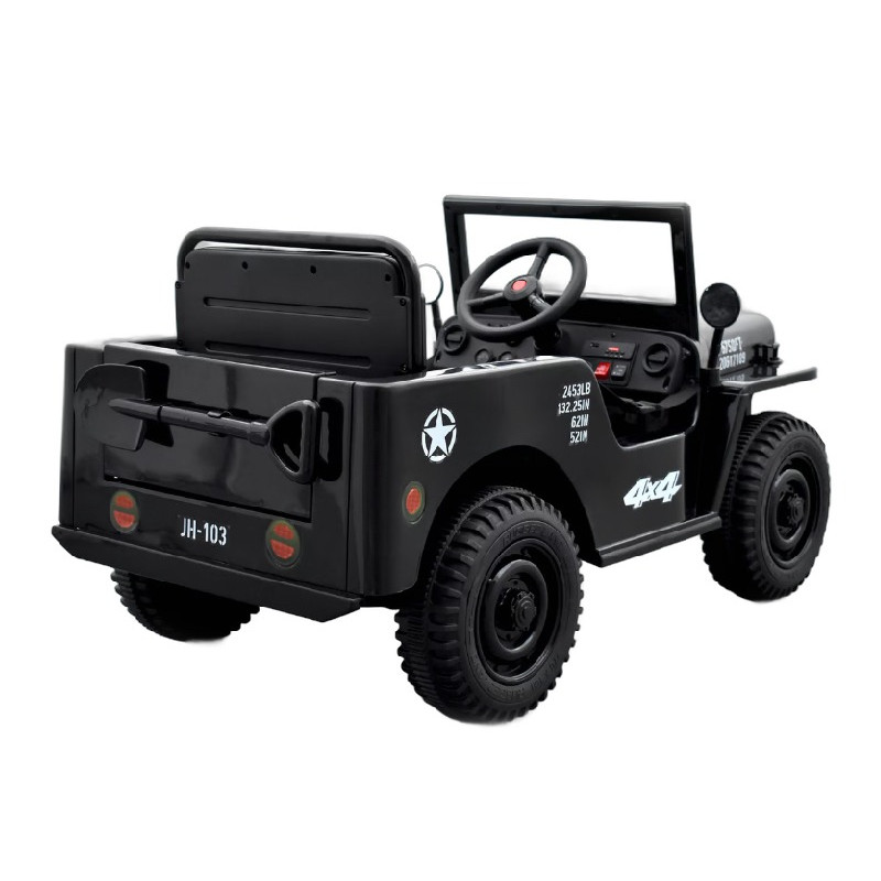 Véhicule électrique 12V pour enfant 1 place noir style militaire