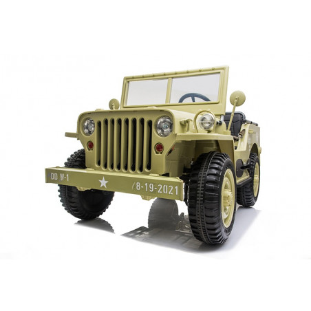 Véhicule électrique enfant 3 places 24V style militaire sable