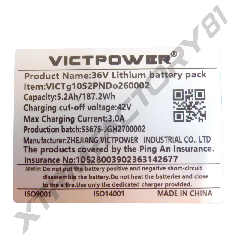 Pack batterie lithium 36v pour draisienne électrique DX16 XTRM 81