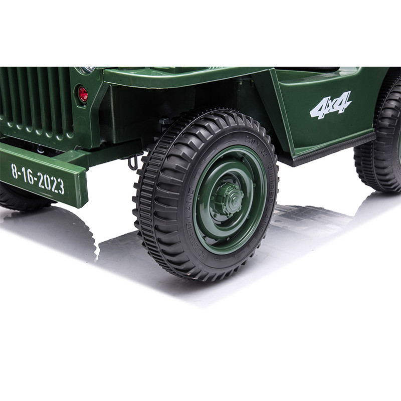 Voiture militaire enfant 12V 1 place vert armé électrique