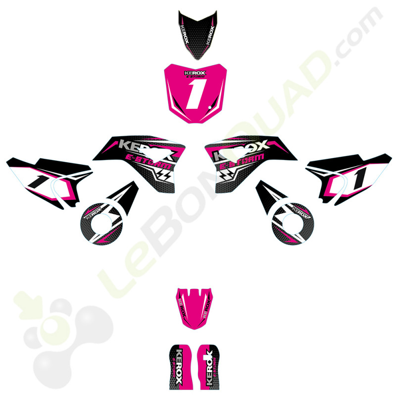 Kit décoration de moto electrique pour enfant KEROX E-STORM rose