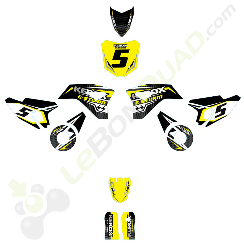 Kit décoration de moto electrique pour enfant KEROX E-STORM jaune