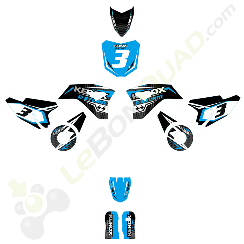 Kit décoration de moto electrique pour enfant KEROX E-STORM bleu