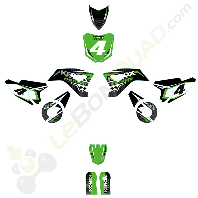 Kit décoration de moto electrique pour enfant KEROX E-STORM vert