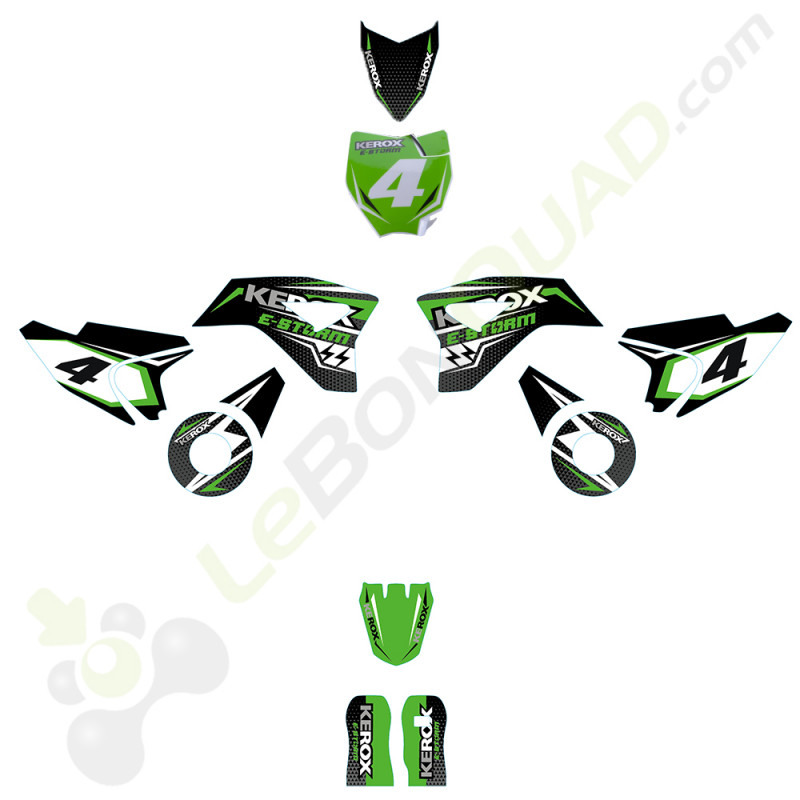 Kit décoration de moto electrique pour enfant KEROX E-STORM vert