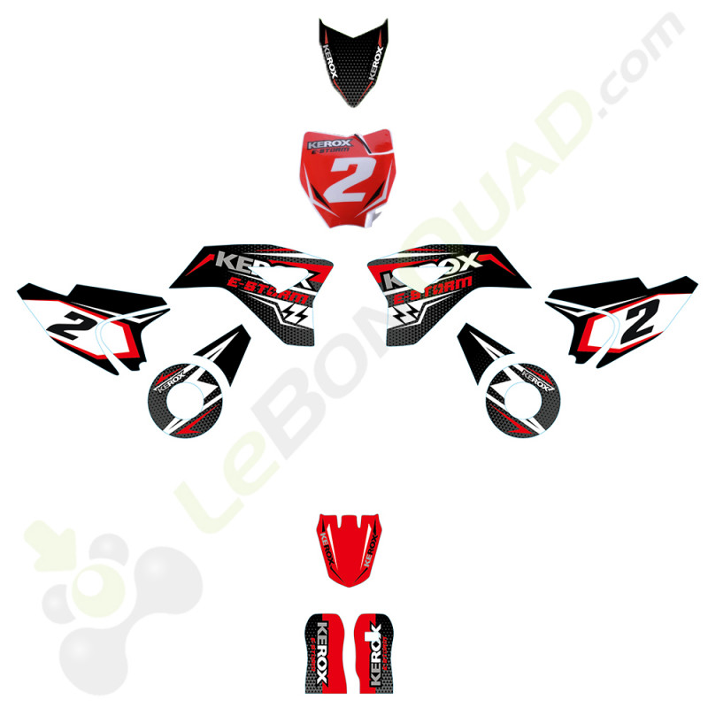 Kit décoration KEROX E-STORM rouge pour moto enfant