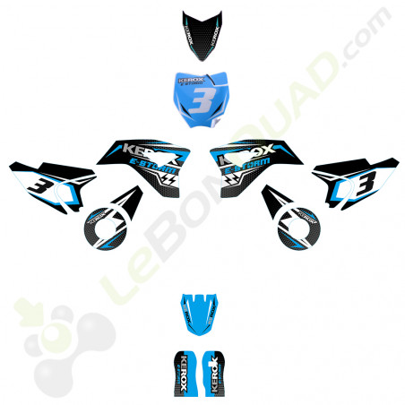 Kit décoration de moto electrique pour enfant KEROX E-STORM bleu