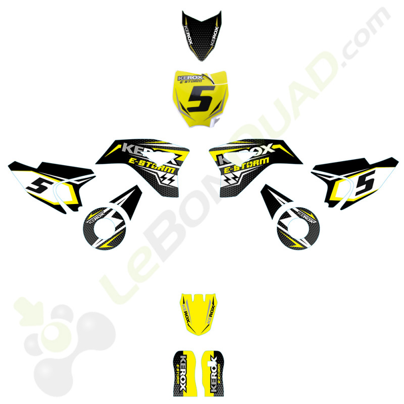 Kit décoration de moto electrique pour enfant KEROX E-STORM jaune