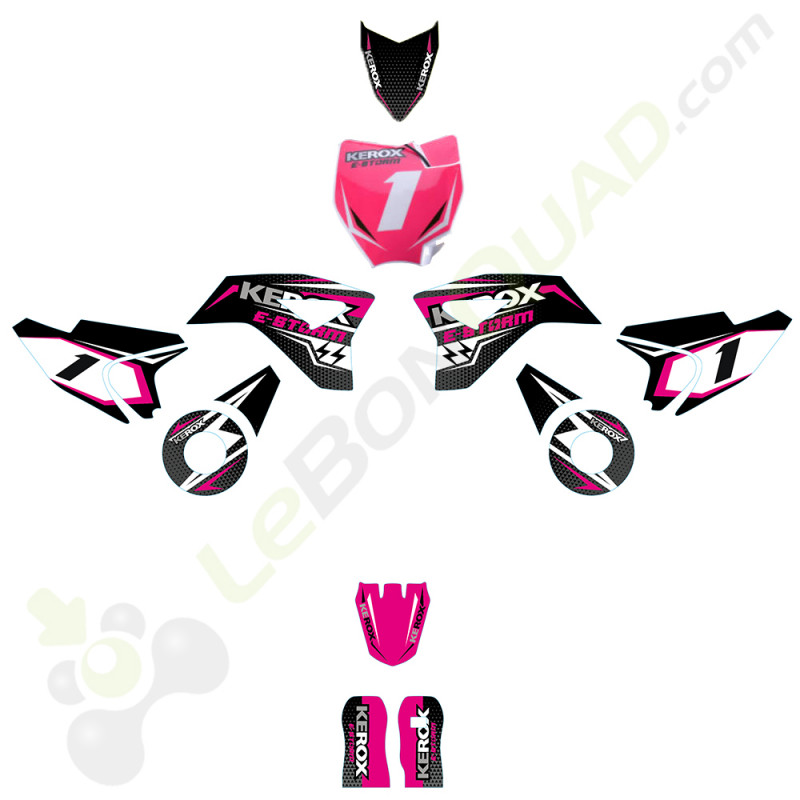 Kit décoration de moto electrique pour enfant KEROX E-STORM rose