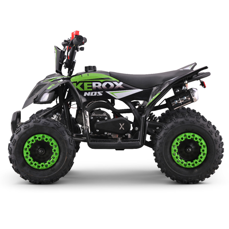 Pocket quad thermique 50cc vert pour enfants à partir de 3 ans. Marque Kerox, modèle NOS