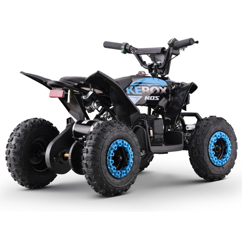 Quad pocket électrique 1000W bleu KEROX, modèle E-NOS. Disponible pour les enfants de 3-5 ans.