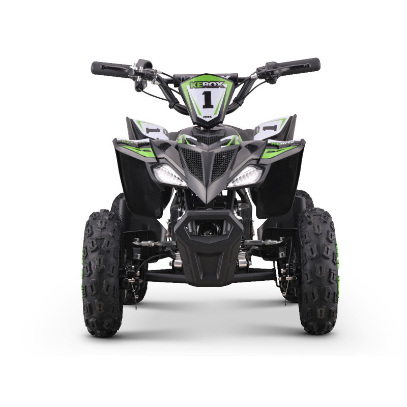 Pocket quad enfant KEROX vert compact 104x63x72cm, poids 40kg avec pneus tout-terrain 4.10-6 pouces