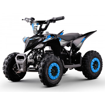 Quad électrique 3 ans bleu bridage progressif 8-12-24 kmh : sécurité optimale
