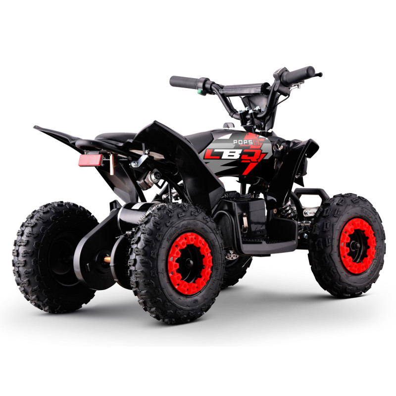 Quad électrique rouge E-POPS commande gaz moto brideur 3 niveaux progressifs
