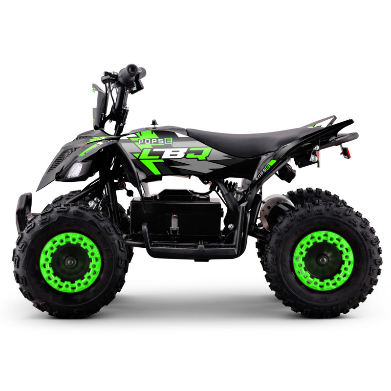 Mini quad électrique enfant 3 ans vert 1000W selle basse 50cm débutants