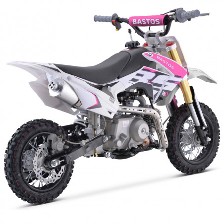 Moto enfant thermique 90cc ROSE de chez BASTOS BIKE, gamme BS MINI.
