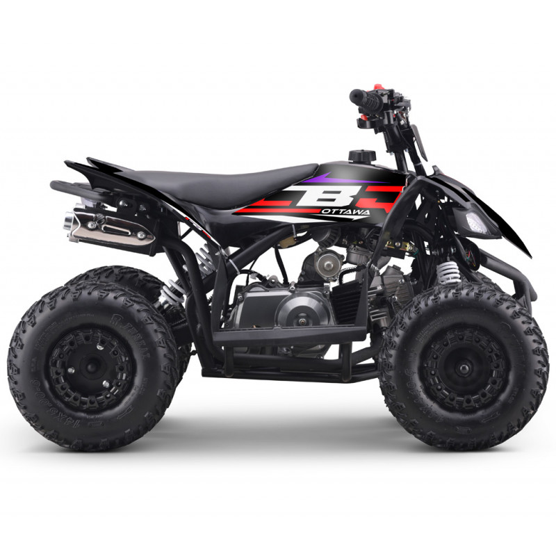 Quad 110cc enfant rouge avec double disque de frein et limiteur de vitesse sécurisé