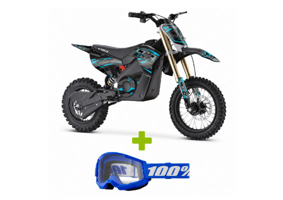 Moto enfant électrique 1400W LBQ E-BLAST BLEU + Masque enfant 100%