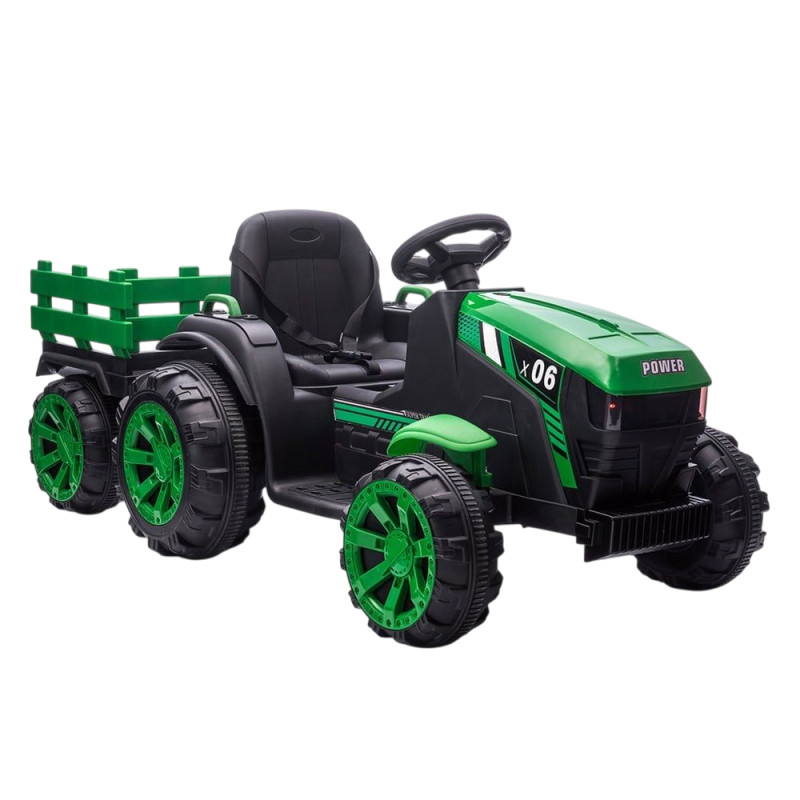 Voiture enfant électrique - TRACTEUR -  70W NOIR-VERT